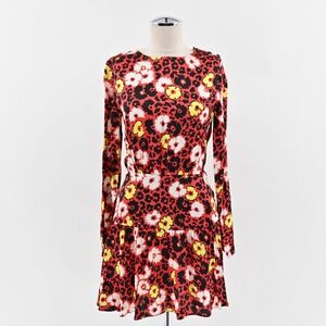 THE KOOPLES‎ Wild Blossom Dress Size XS Floral Print Red Black Mini Maximalist